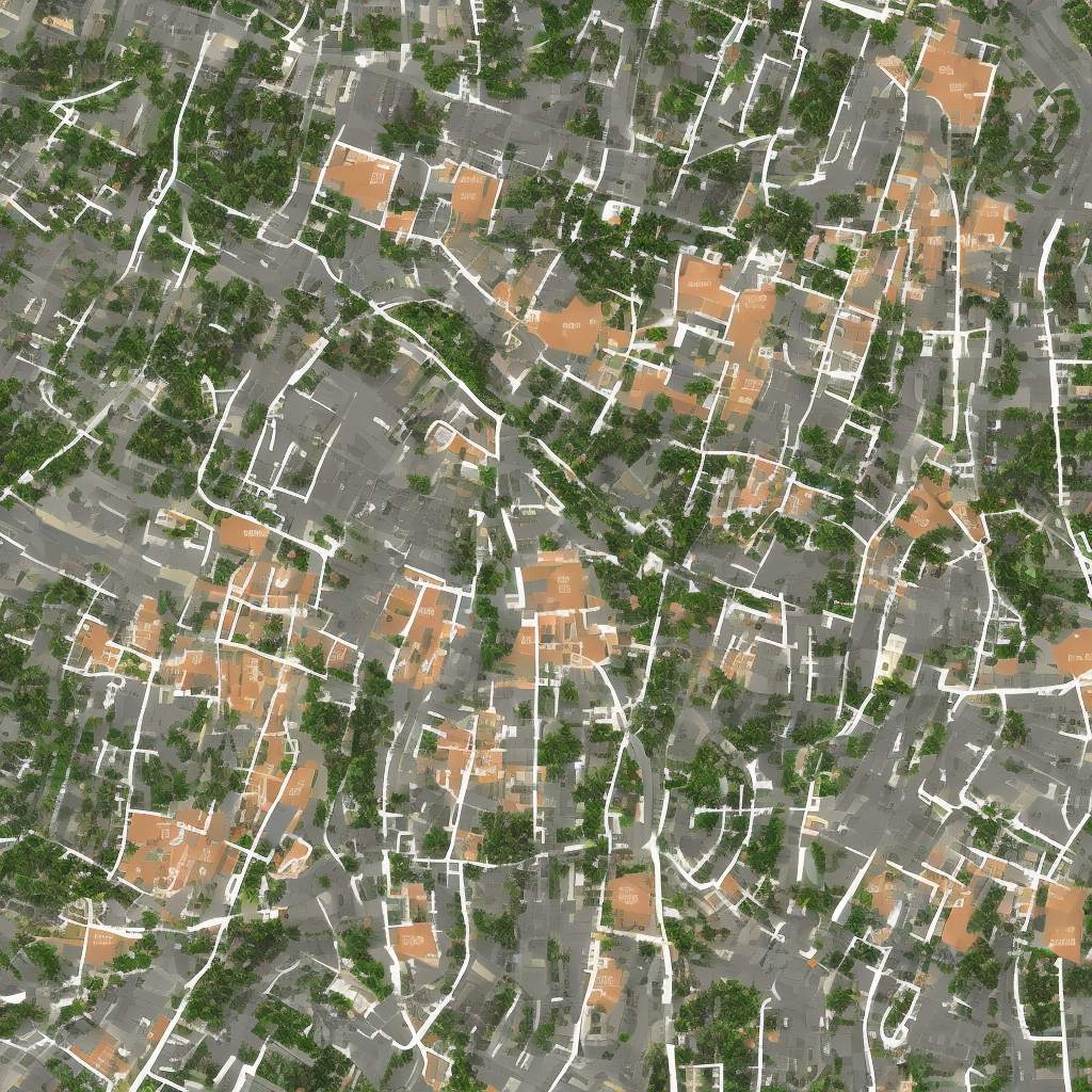 Suburban residential street with home visible on tree-lined neighborhood, warm sunset lighting